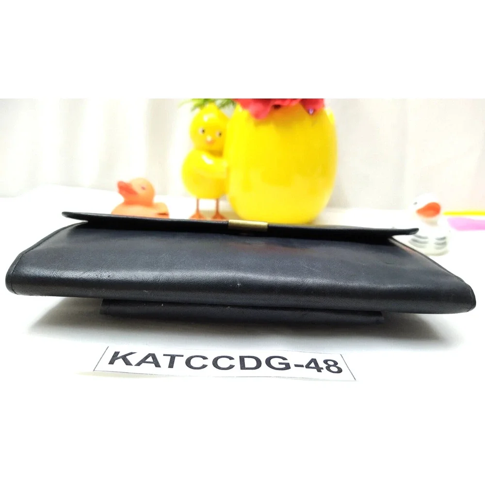 Buxton Black Leather Kisslock Credit Card ID Window Trifold Wallet